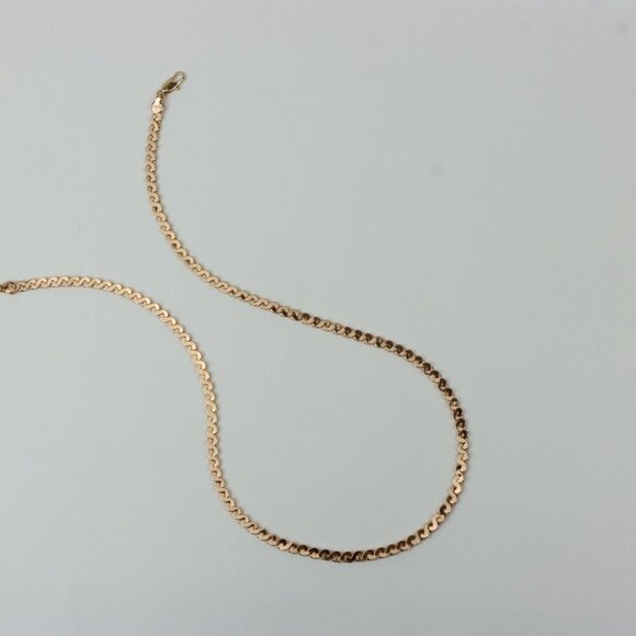 Elegant Rose Gold Wave Chain Necklace High-Gloss Finish, XPNL0260 - Picture 8 of 9